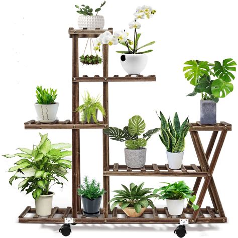Tier Plant Stand Wooden Indoor Outdoor